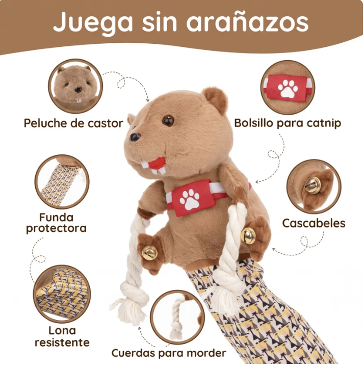 Guante Ronromi de castor para jugar con gatos